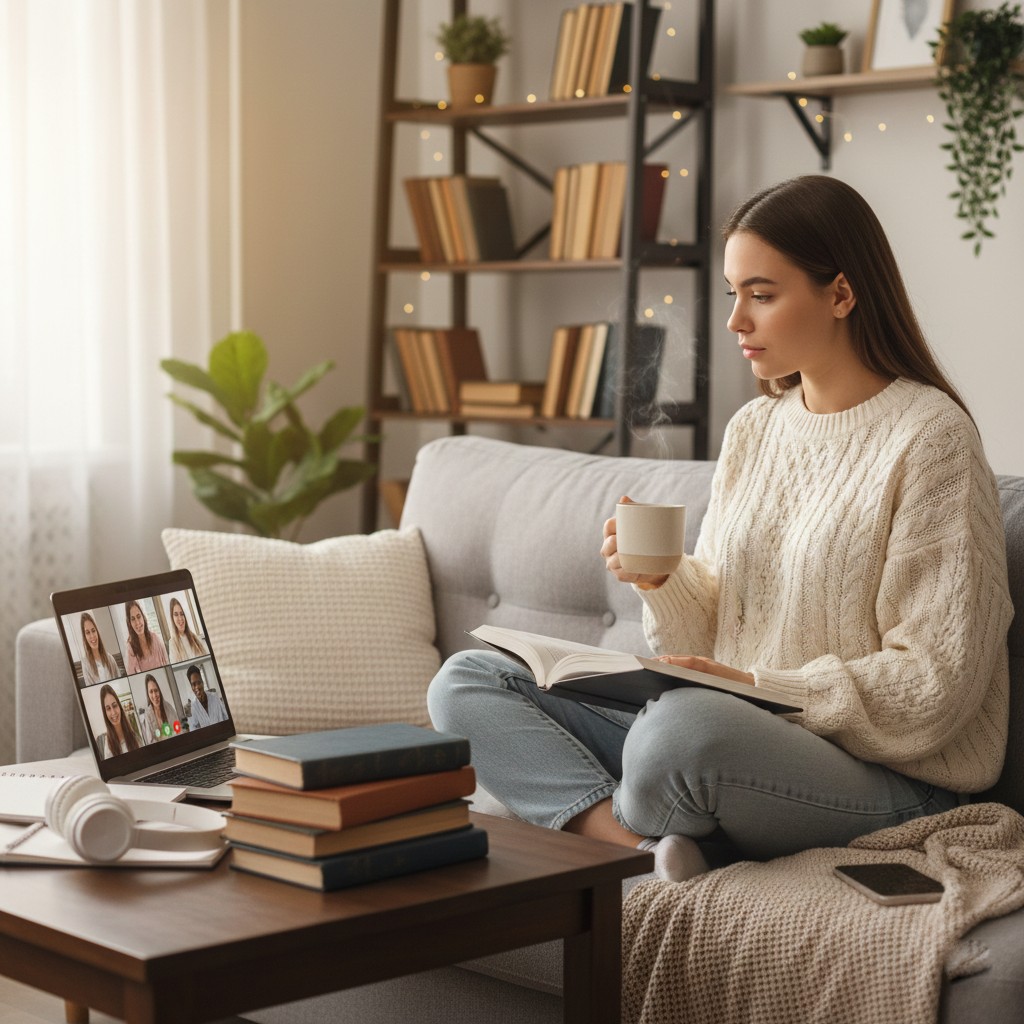 Student learning from home on laptop